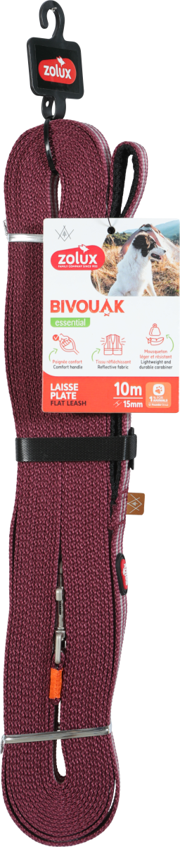 BVK Flat Lead for Dog Red, 10 m/15 mm